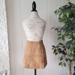 Genuine Leather Brown Suede Skirt